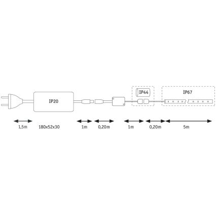 Paulmann 70967 - LED-RGB/43W IP67 Dimbare lichtslang voor buiten FLOW 5m 230/24V