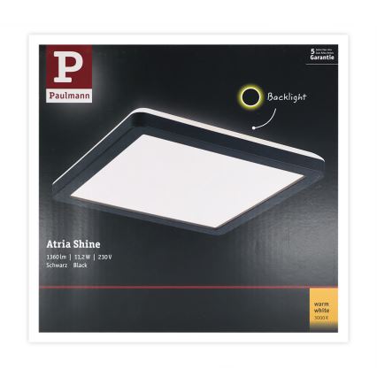 Paulmann 71000 - LED/11,2W Bevestigd lichtpaneel ATRIA 230V 3000K 19x19 cm zwart