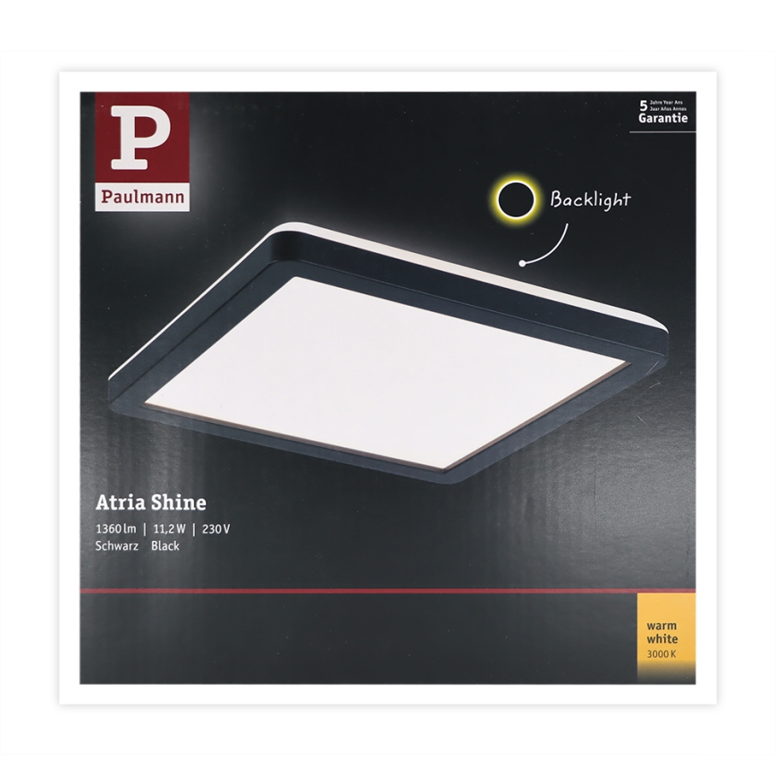 Paulmann 71000 - LED/11,2W Bevestigd lichtpaneel ATRIA 230V 3000K 19x19 cm zwart