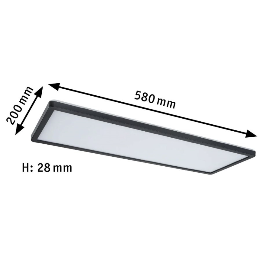 Paulmann 71003 - LED/22W Dimbaar lichtpaneel ATRIA 230V 3000K 20x58 cm zwart