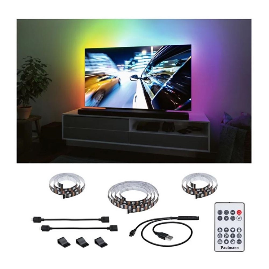 Paulmann 78880 - LED/3,5W RGB Dimbare strip voor TV 2m ZOLL 5V + afstandsbediening