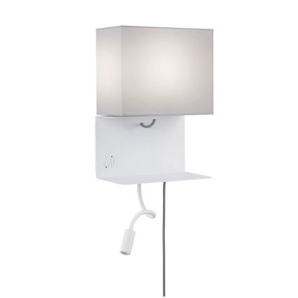 Paulmann 78913 - LED/2,5W + 1xE27/40W Wandlamp met plank en USB-poort MERANI 230V wit