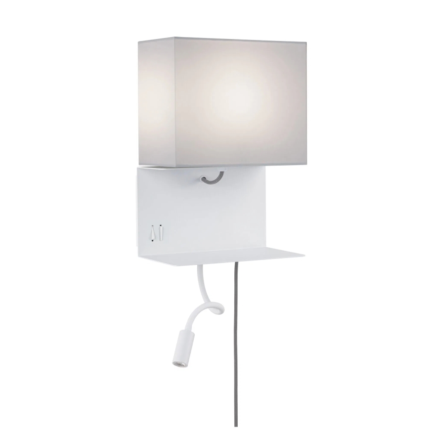 Paulmann 78913 - LED/2,5W + 1xE27/40W Wandlamp met plank en USB-poort MERANI 230V wit