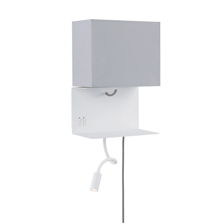 Paulmann 78913 - LED/2,5W + 1xE27/40W Wandlamp met plank en USB-poort MERANI 230V wit