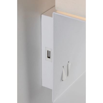 Paulmann 78913 - LED/2,5W + 1xE27/40W Wandlamp met plank en USB-poort MERANI 230V wit