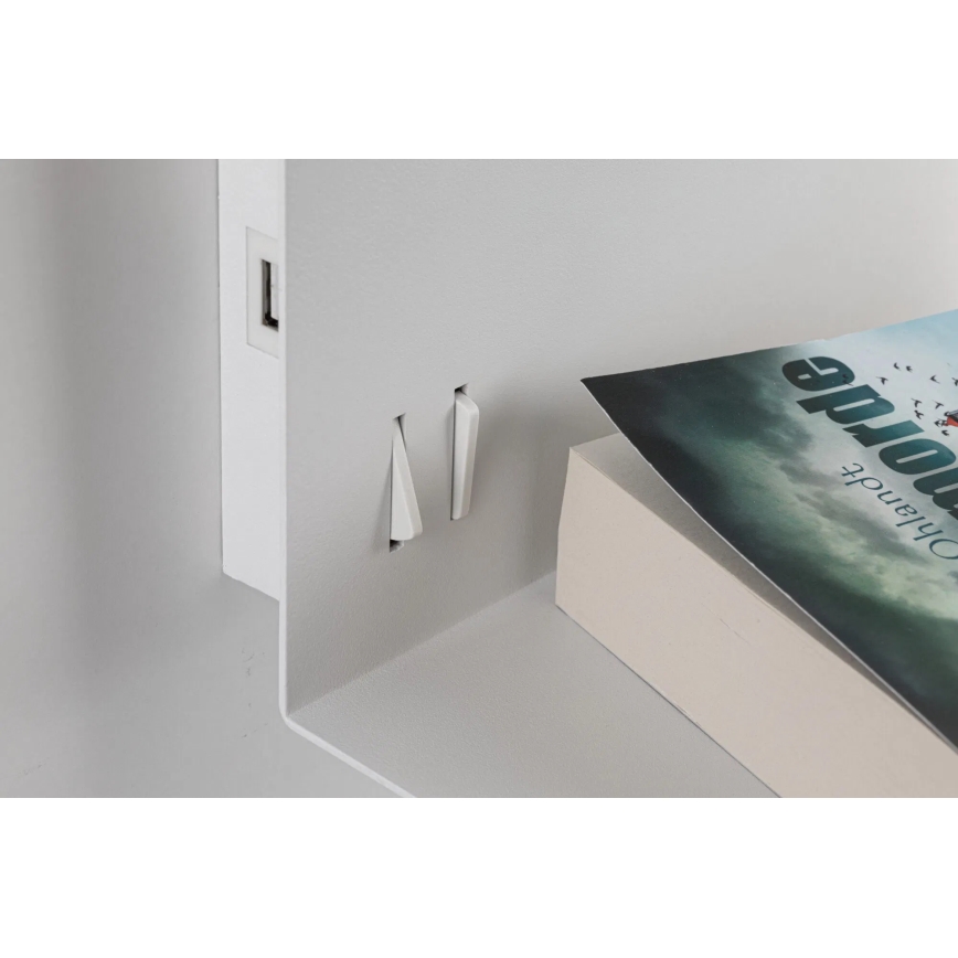 Paulmann 78913 - LED/2,5W + 1xE27/40W Wandlamp met plank en USB-poort MERANI 230V wit