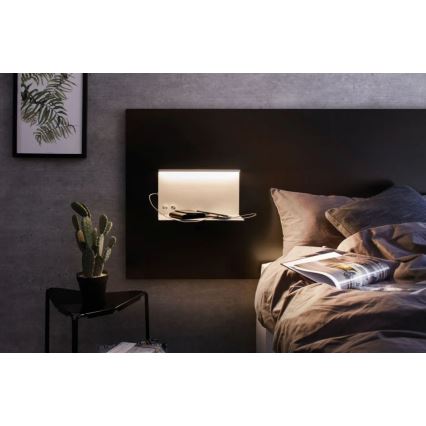 Paulmann 78919 - LED/4,5W Dimbare lamp met plank en USB + LED/1,6W 230V