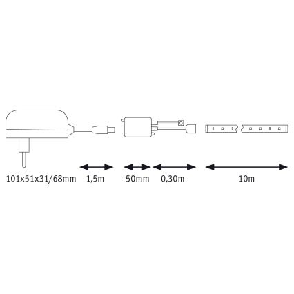 Paulmann 78978 - LED RGB / 20W Dimbare strip SIMPLED 5m 230V + RC