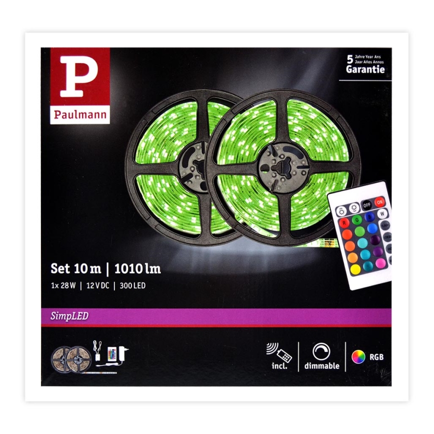 Paulmann 78980 - Bande LED RGB/28W à intensité variable SIMPLED