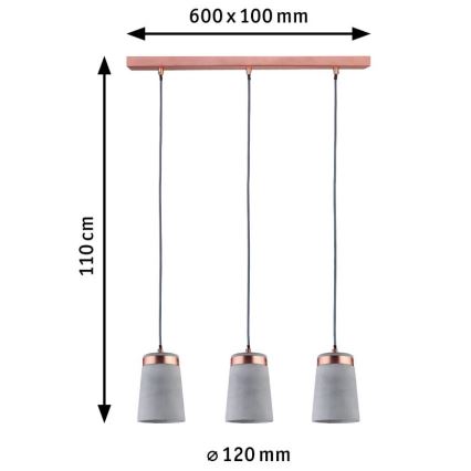 Paulmann 79626 - 3xE27/20W Suspension filaire NEORDIC STIG 230V