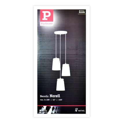 Paulmann 79627 - Hanglamp aan koord NORELL 3xE27/20W/230V