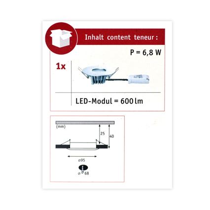 Paulmann 79668 - LED/5,3W IP44 Luminaire encastré à intensité variable de salle de bain HOUSE 230V