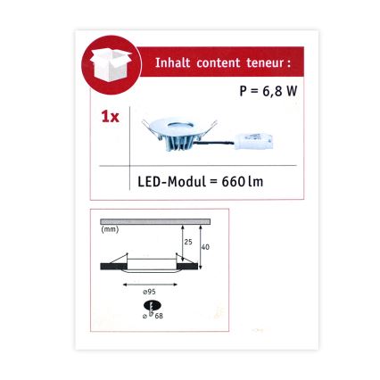 Paulmann 79669 - LED/6,8W IP44 Badkamer inbouwverlichting HOUSE 230V