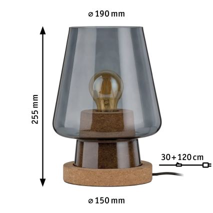Paulmann 79736 - 1xE27/20W Lampe de table IBEN 230V fumée