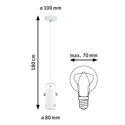 Paulmann 79767 - LED RGBW 1xE27/9W hanglamp met kabel LAVEA 230V wit