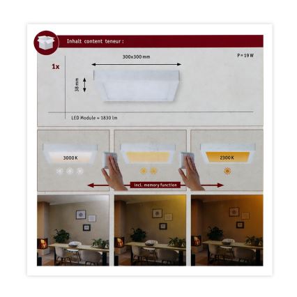 Paulmann 79801 - LED/13W Plafond Lamp CARPO 230V 2300/2500/3000K