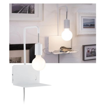 Paulmann 79812 - Applique murale CALVANI 1x E27/40W 230V avec étagère et port USB, blanche
