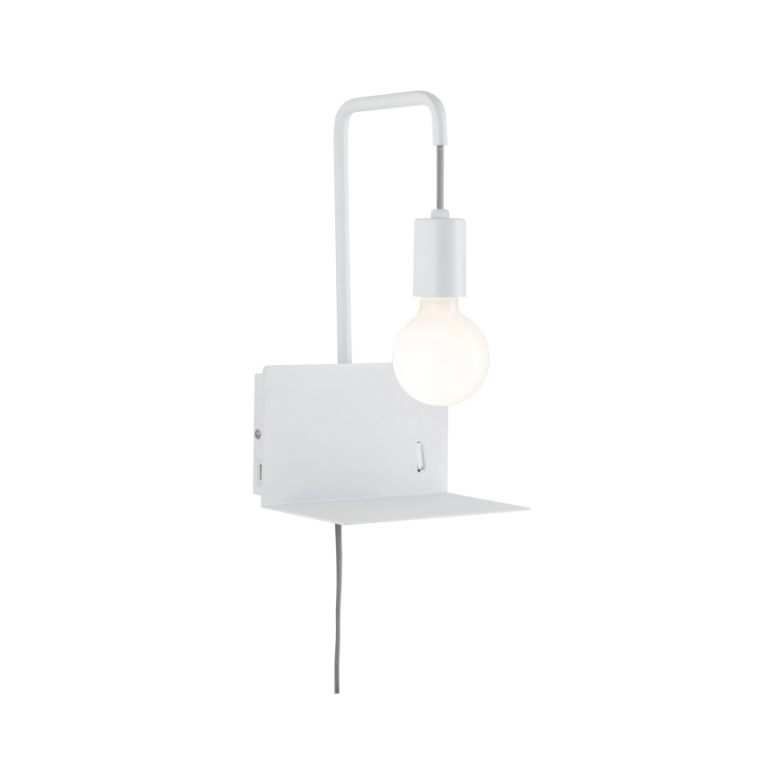 Paulmann 79812 - Applique murale CALVANI 1x E27/40W 230V avec étagère et port USB, blanche