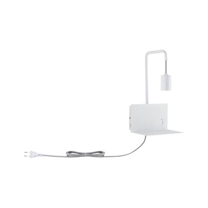 Paulmann 79812 - Applique murale CALVANI 1x E27/40W 230V avec étagère et port USB, blanche