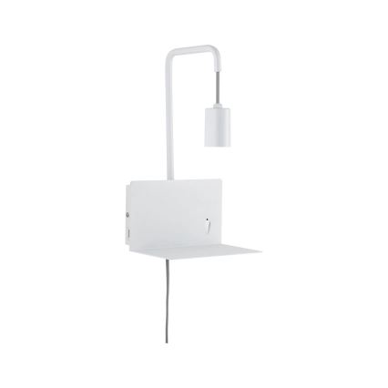 Paulmann 79812 CALVANI wandlamp 1xE27/40W met plank en USB, 230V, wit