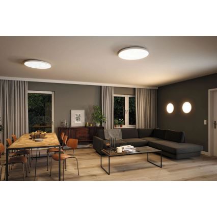 Paulmann 79929 - Plafonnier LED dimmable 22 W RGBW LORIA, 230 V, Ø 40 cm, blanc