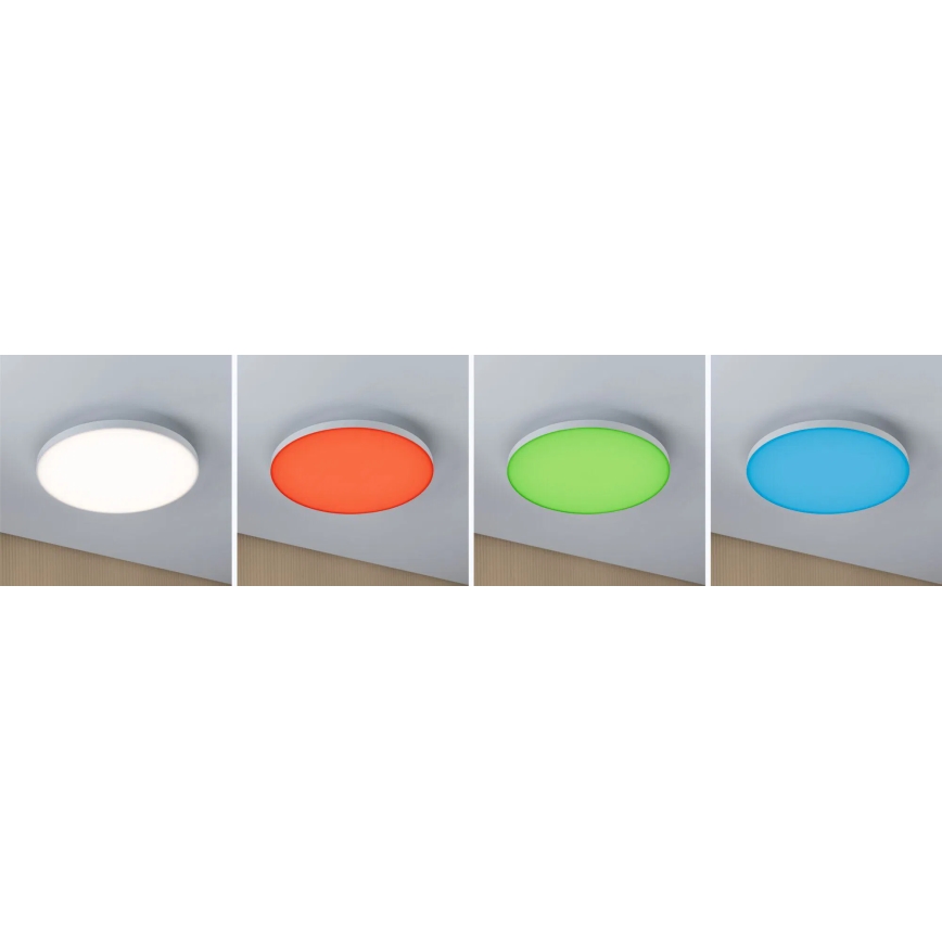 Paulmann 79929 - Plafonnier LED dimmable 22 W RGBW LORIA, 230 V, Ø 40 cm, blanc