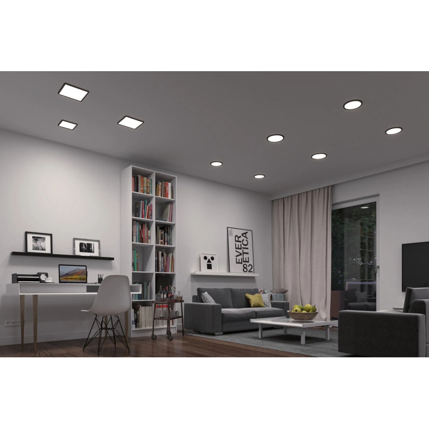 Paulmann 79967 - LED/16W IP44 plafonnier encastré dimmable pour salle de bains AREO 230V 23x23 cm noir