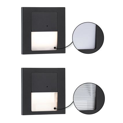 Paulmann 80004 - LED/1W Trapverlichting met sensor TSARO 230V Lood/zwart