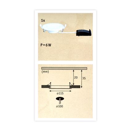 Paulmann 92061 - LED/6W IP44 Badkamer inbouwverlichting QUALITY LINE 230V