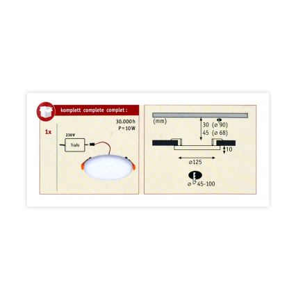 Paulmann 92391 - LED/8,5W IP44 Spot encastrable salle de bain VARIFIT 230V