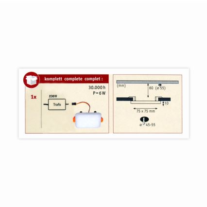 Paulmann 92393 - LED/4,5W IP44 Spot encastrable salle de bain VARIFIT 230V