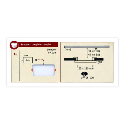 Paulmann 92397 - LED/8,5W IP44 Spot encastrable salle de bain VARIFIT 230V