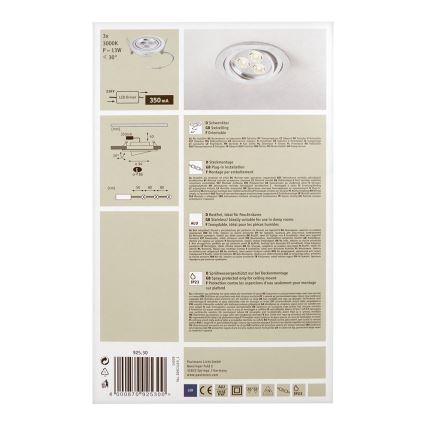 Paulmann 92530 - PACK 3x Luminaire LED encastrable PREMIUM LINE 3xLED/3W/230V