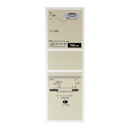 Paulmann 92695 - SET 3xLED/8W Dimbare hangende plafondverlichting DICE 230V