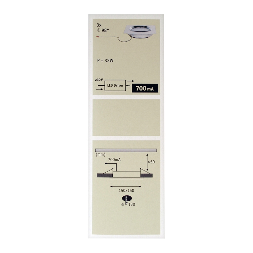 Paulmann 92695 - SET 3xLED/8W Dimbare hangende plafondverlichting DICE 230V