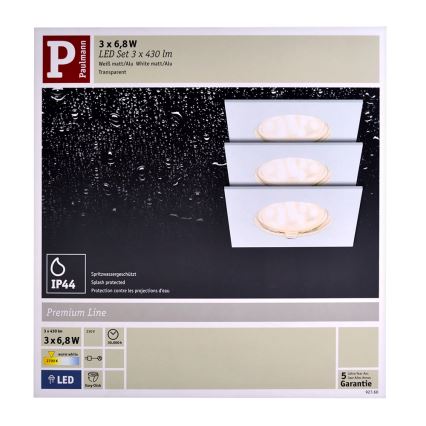 Paulmann 92760 - PACK 3x Spot encastrable LED salle de bain COIN LED/6,8W IP44