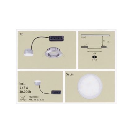 Paulmann 92826 - LED/7W Badkamer inbouwspot dimbaar COIN 230V IP44