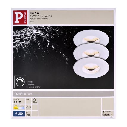 Paulmann 92847 - PACK 3x Spot encastrable LED salle de bain COIN 3xLED/7W/230V