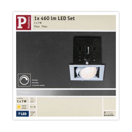 Paulmann 92905 - LED-GU10/7W Dimbare hangende plafondverlichting CARDANO 230V