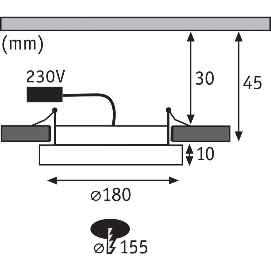 Paulmann 92935 - LED/12W IP44 Dimbare inbouwspot voor badkamer AREO 230V Ø 18 cm mat chroom