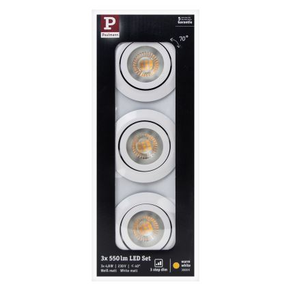 Paulmann 92985 - SET 3xLED/4,8W Dimbare inbouwlamp 230V