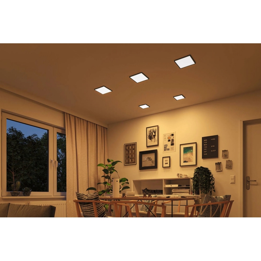 Paulmann 93101 - LED/13W IP44 Inbouwarmatuur voor badkamer AREO 230V 2000/3000/4000K 17,5x17,5 cm zwart