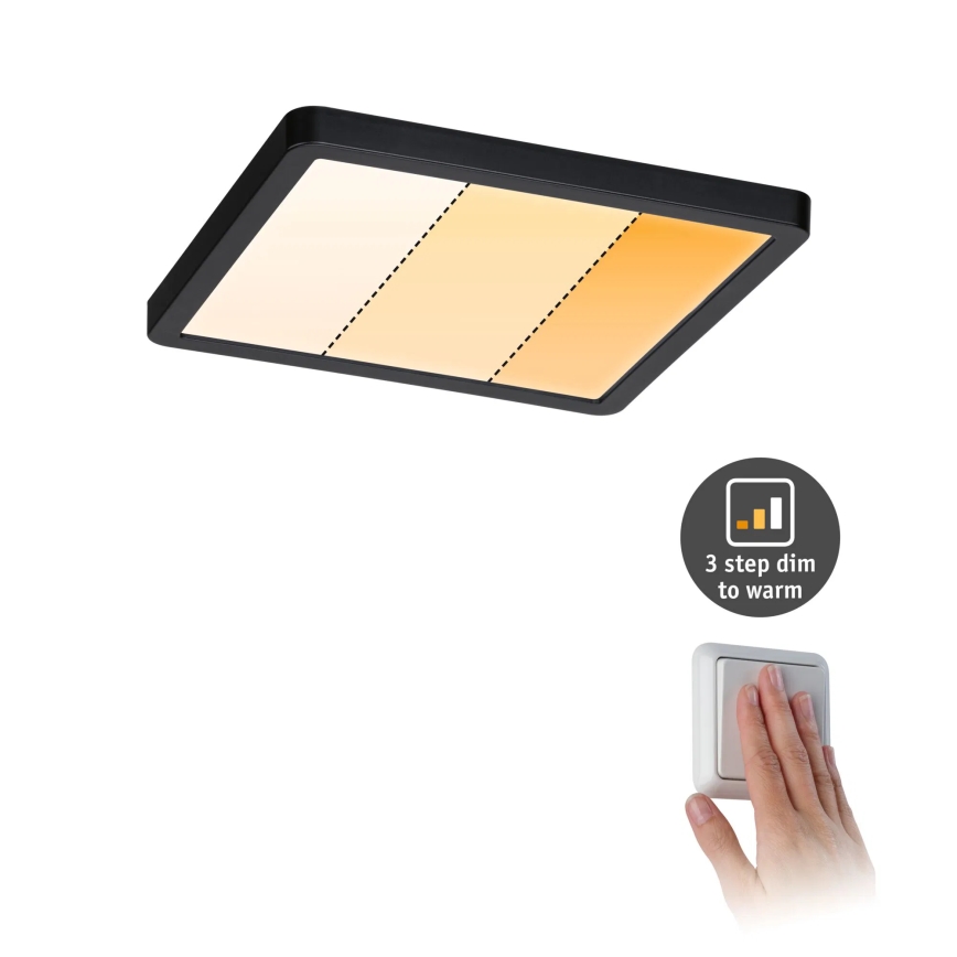 Paulmann 93101 - LED/13W IP44 Inbouwarmatuur voor badkamer AREO 230V 2000/3000/4000K 17,5x17,5 cm zwart
