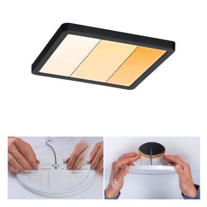 Paulmann 93101 - LED/13W IP44 Inbouwarmatuur voor badkamer AREO 230V 2000/3000/4000K 17,5x17,5 cm zwart