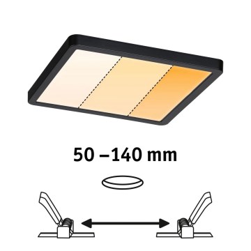 Paulmann 93101 - LED/13W IP44 Inbouwarmatuur voor badkamer AREO 230V 2000/3000/4000K 17,5x17,5 cm zwart