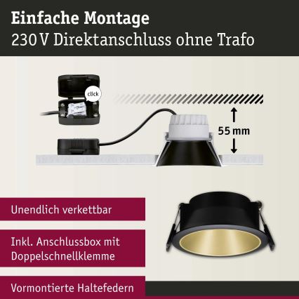 Paulmann 93404 - SET 3xLED/6,5W IP44 Dimbare badkamer inbouwlamp COLE 230V