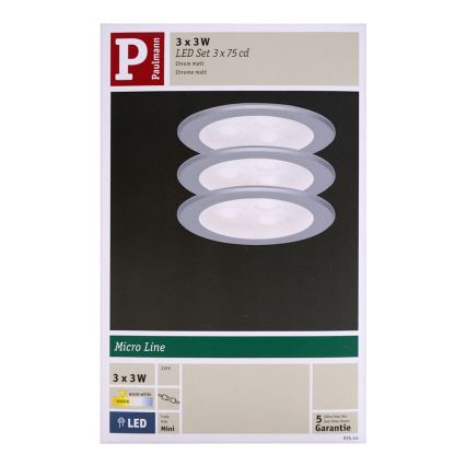 Paulmann 93544 - PACK 3x Luminaire LED encastrable MICRO LINE 3xLED/3W/230V