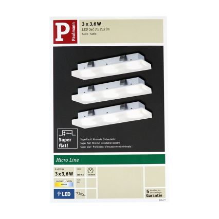 Paulmann 93577 - SET van 3x LED Inbouwspot FLEECY 3xLED/3,6W/230V