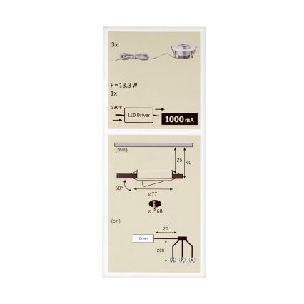 Paulmann 93579 - LOT 3xLED/3,8W Suspension PREMIUM LINE 230V