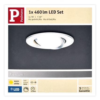 Paulmann 93602 - LED GU10/7W IP23 Luminaire encastré de salle de bain à intensité variable NOVA 230V